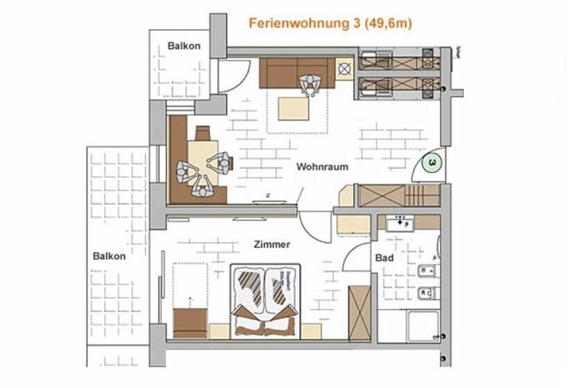 شقة غرفة نوم واحدة مزودة بشُرفة, Apartments Oberdorner