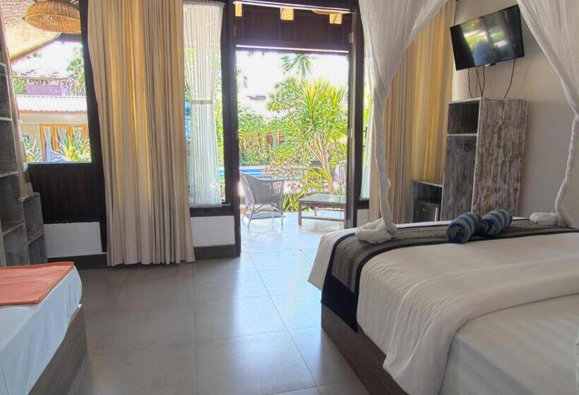 Трехместный Номер Стандарт Вид на Бассейн, Gili Air Bungalows