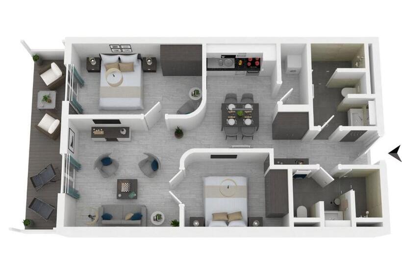 테라스가 있는 2 베드룸 아파트, Apartmentanlage Zwei Wasser  Strandhaus