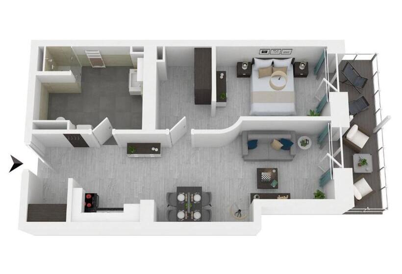 Апартаменты 1 Спальня с Балконом, Apartmentanlage Zwei Wasser  Strandhaus