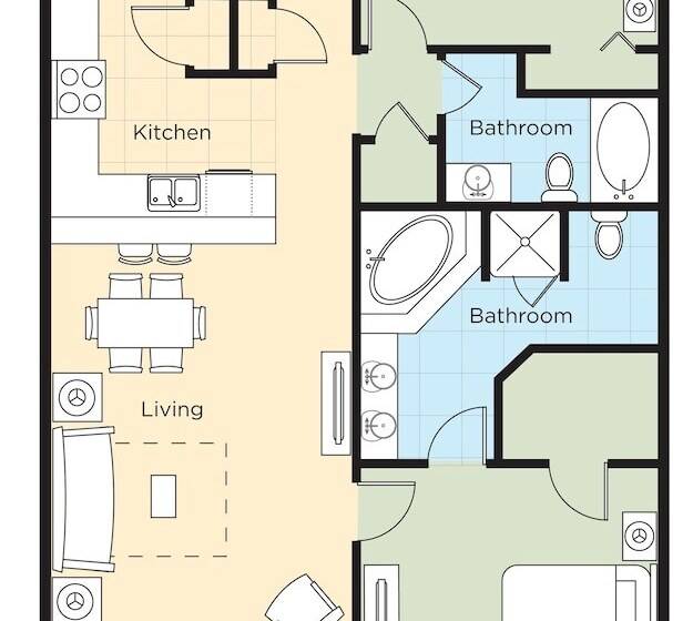 Апартаменты Deluxe 2 Спальни, Club Wyndham Panama City Beach