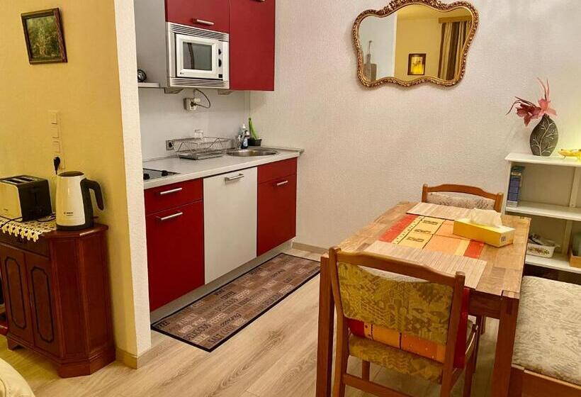 庭の見える１ベッドルームアパートメント, Kurhaus Apartment King Size Bett 180x200