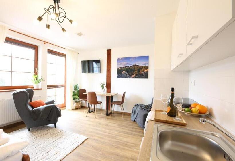 شقة غرفة نوم واحدة مزودة بشُرفة, úpatí Ještědu   Apartmány