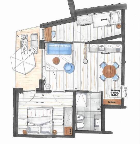 Апартаменты 2 Спальни, Residence Sägemühle