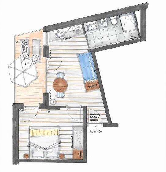 דירה בת חדר שינה 1 עם נוף, Residence Sägemühle