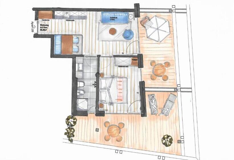 דירת חדר עם טרסה, Residence Sägemühle