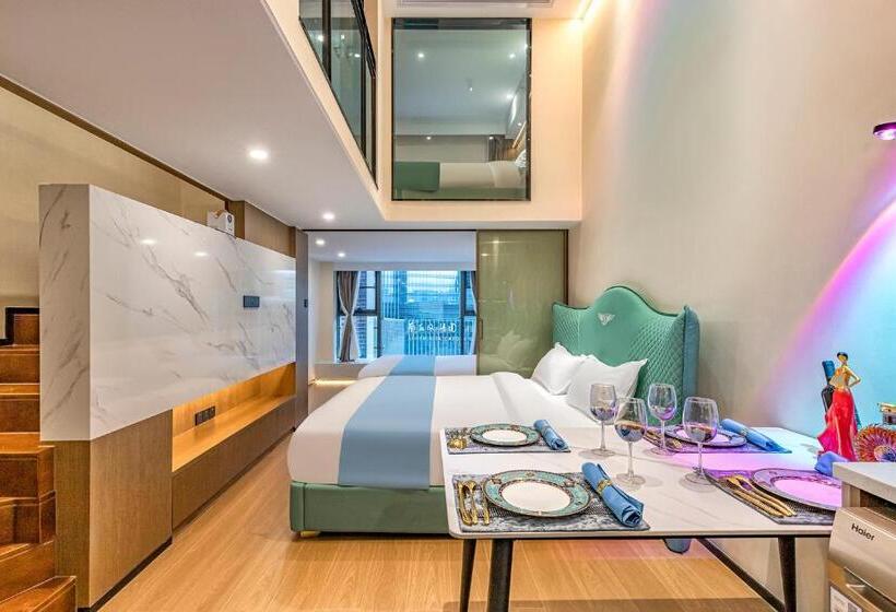 Люкс 2 Спальни, Kunming Dianchi Mideel International Apartment   South Asian Style Fuhai Metro
