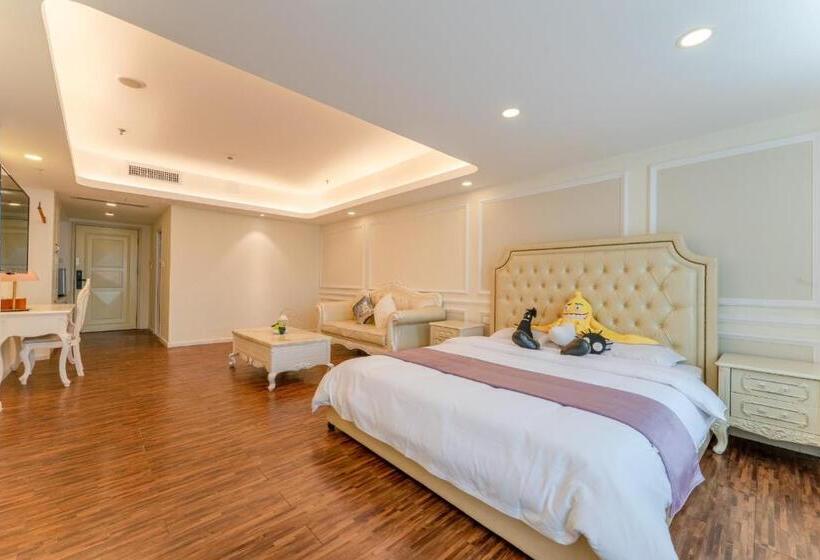 اتاق لوکس با تخت دو نفره بزرگ, Windsleep International Apartment Hotel Free Delivery To The Venue Of The Canton Fair&cantonese Brea