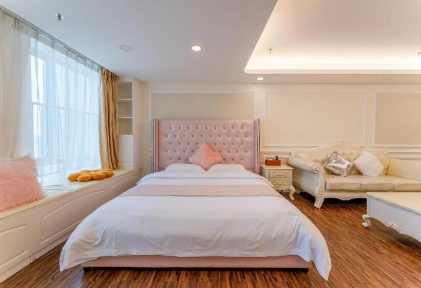 اتاق لوکس با تخت دو نفره بزرگ, Windsleep International Apartment Hotel Free Delivery To The Venue Of The Canton Fair&cantonese Brea