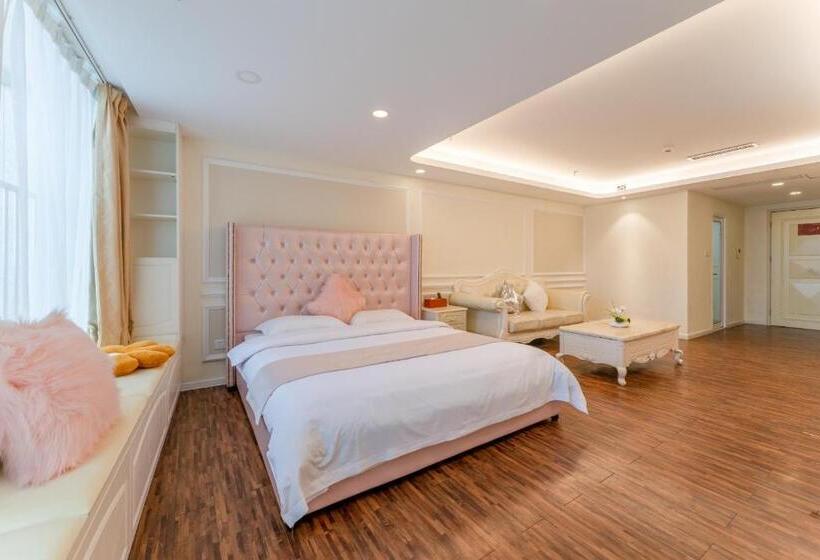 اتاق لوکس با تخت دو نفره بزرگ, Windsleep International Apartment Hotel Free Delivery To The Venue Of The Canton Fair&cantonese Brea