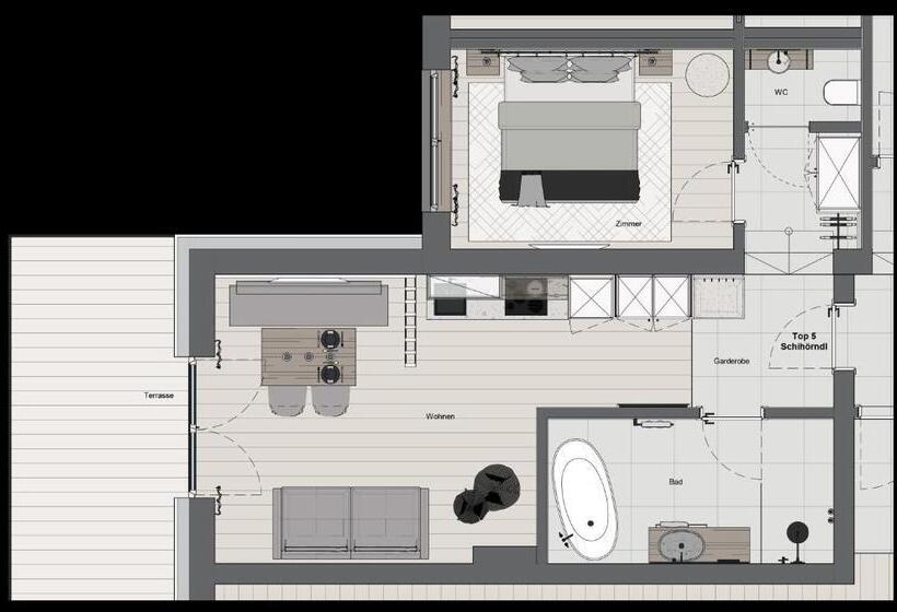 Апартаменты 1 Спальня, Jaggling Appartements
