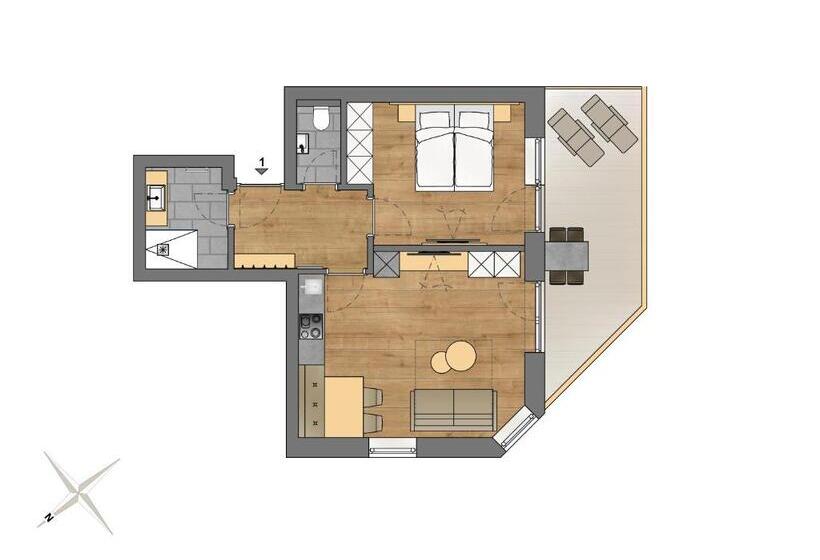 Апартаменты 1 Спальня, Apart Hotel Dreisonnenhof