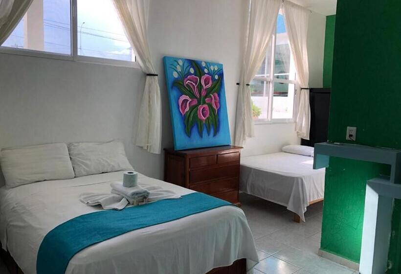 Habitación Estándar 2 Camas Matrimonio, Awazul Bacalar