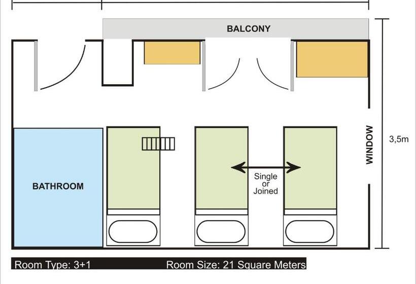 Economy Quadruple Room, Lato