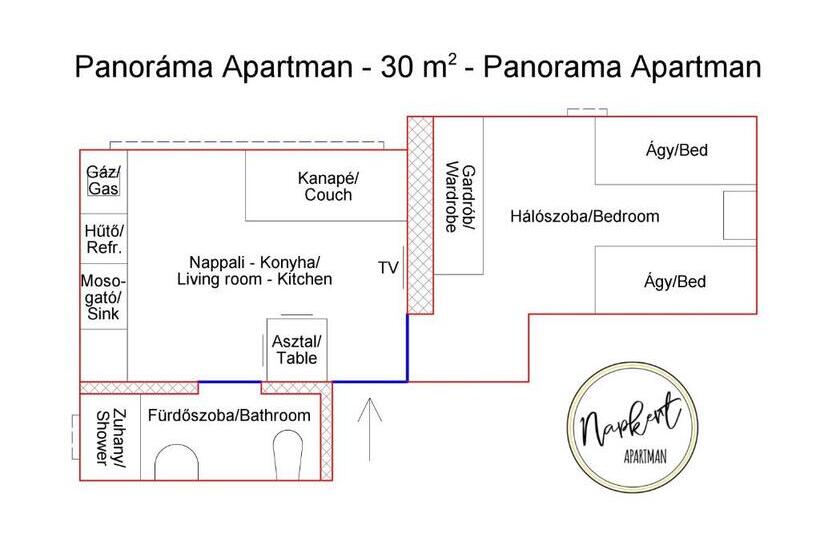 آپارتمان 1 خوابه با چشم‌انداز باغ, Napkert Apartman