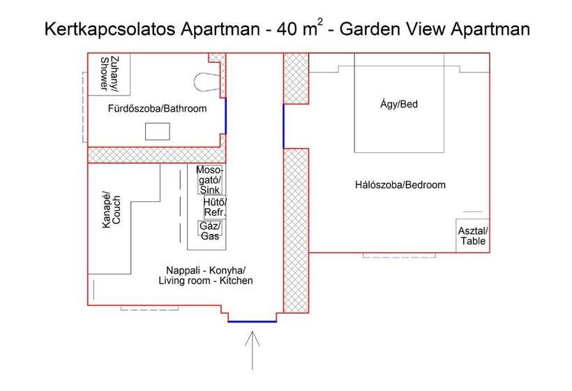 آپارتمان 1 خوابه همکف, Napkert Apartman