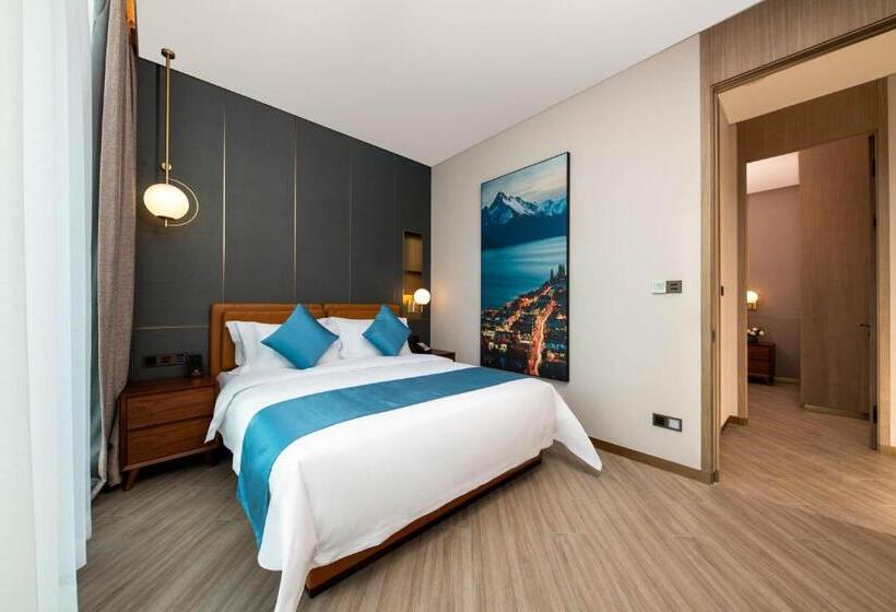 Люкс 2 Спальни, Sha Zhi Ye Serviced Apartment Hotel   Houjie Wanda Plaza Liaoxia Subway Station