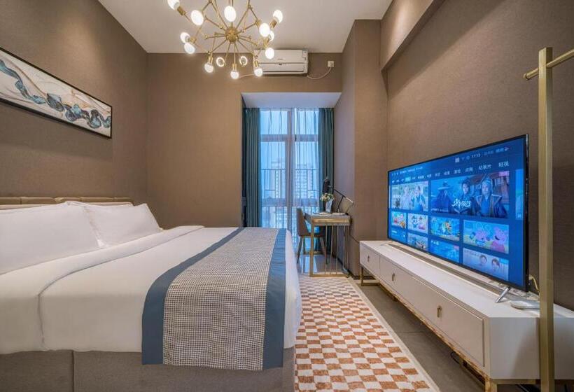 اتاق لوکس با تخت بزرگ, Gepai Executive Apartment   Shenzhen Futian Convention And Exhibition Center
