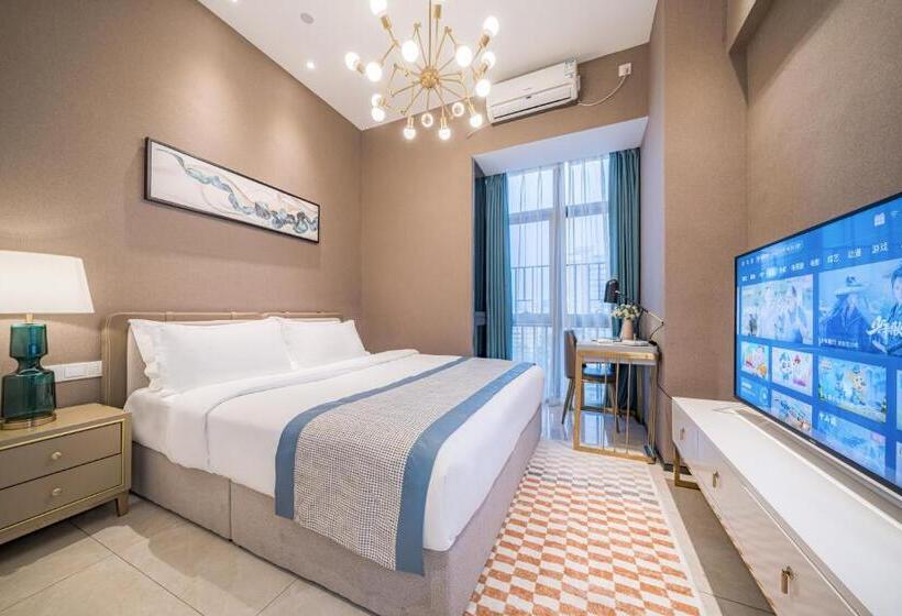 اتاق لوکس با تخت بزرگ, Gepai Executive Apartment   Shenzhen Futian Convention And Exhibition Center