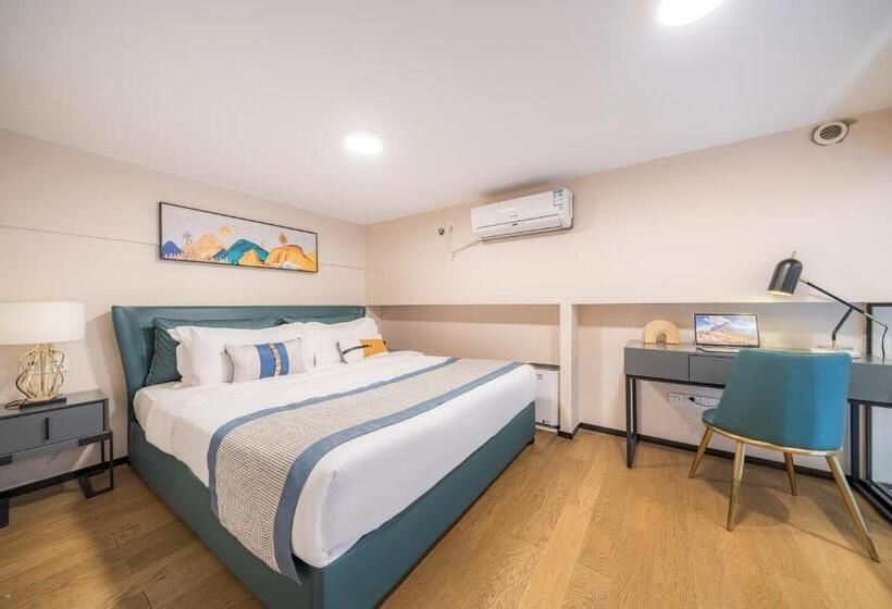 اتاق لوکس با تخت بزرگ, Gepai Executive Apartment   Shenzhen Futian Convention And Exhibition Center