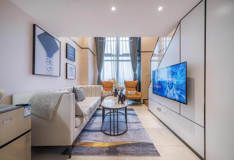 اتاق لوکس با تخت بزرگ, Gepai Executive Apartment   Shenzhen Futian Convention And Exhibition Center