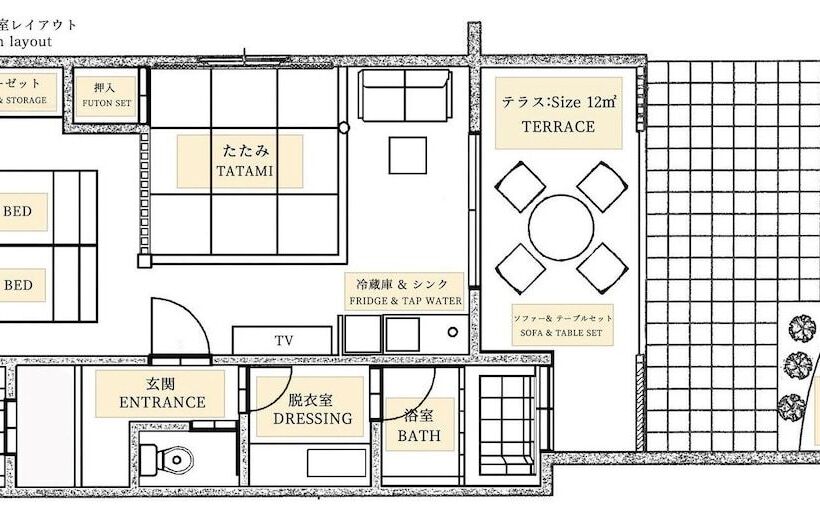 Номер Стандарт Двуспальная Кровать, Hananoyado Yumefuji