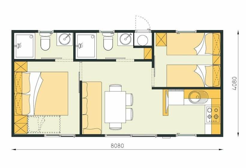 2间卧室的房子, Mediteran Kamp Mobile Homes In Naturist Camping Solaris