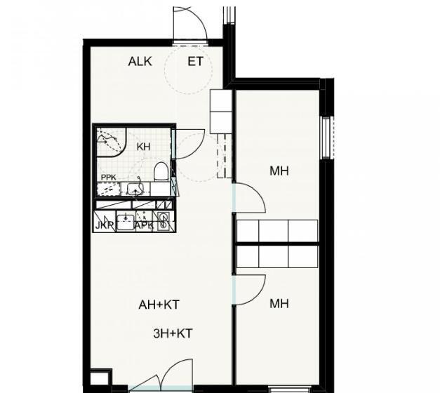 침실 2개 아파트, Forenom Aparthotel Tampere Kaleva