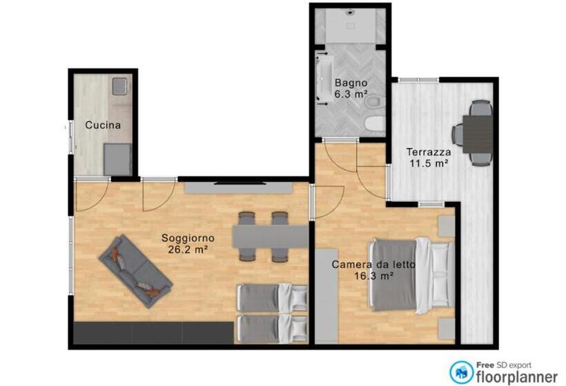آپارتمان 1 خوابه با تراس, Vento Mare Apartments