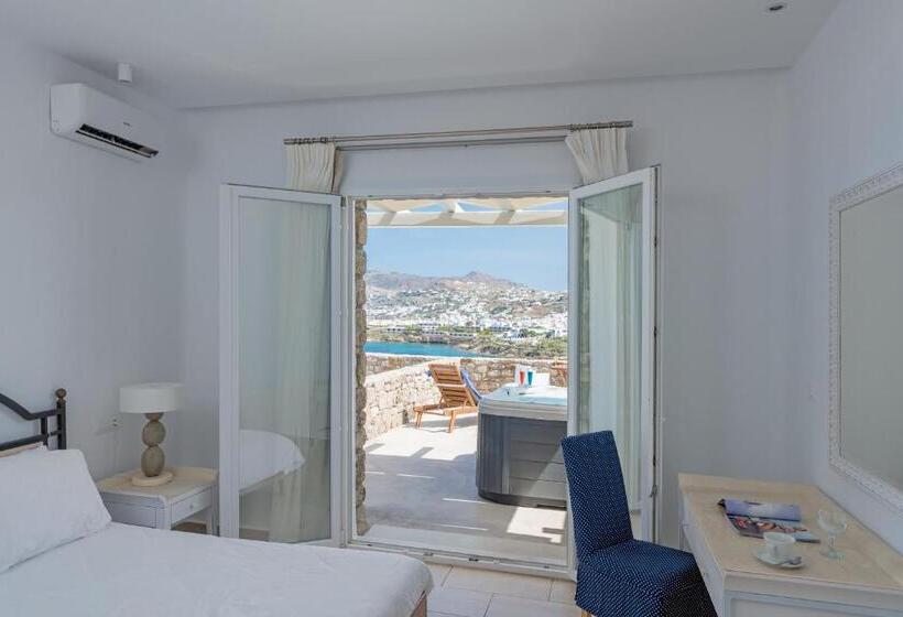 חדר סטנדרט עם ג'קוזי ונוף לים, Cape Mykonos