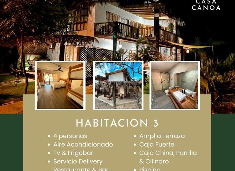 Quarto Quadruple Standart Vista Jardim, Casa Canoa