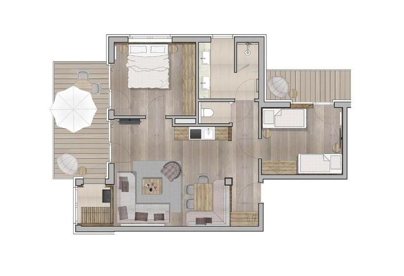 Апартаменты 2 Спальни с Балконом, Private Homes Alpin Spa Apartments