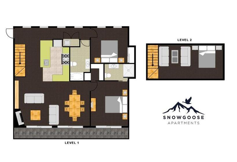 1침실 펜트하우스 아파트, Snowgoose Apartments