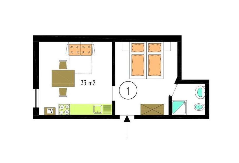 Апартаменты 1 Спальня, Merlhof