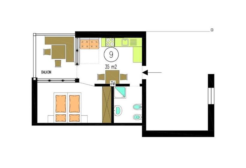 Апартаменты 1 Спальня с Балконом, Merlhof