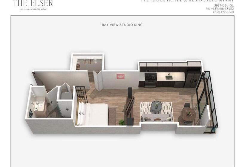 带大床的标准工作室, The Elser Hotel Miami, An All Suite