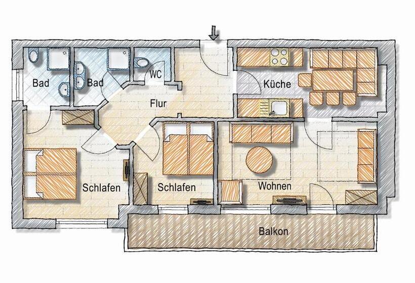 آپارتمان 1 خوابه با چشمانداز, Posers Bergwelt B&b