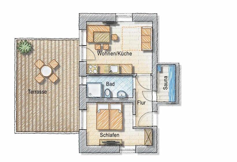 آپارتمان 1 خوابه با تراس, Posers Bergwelt B&b