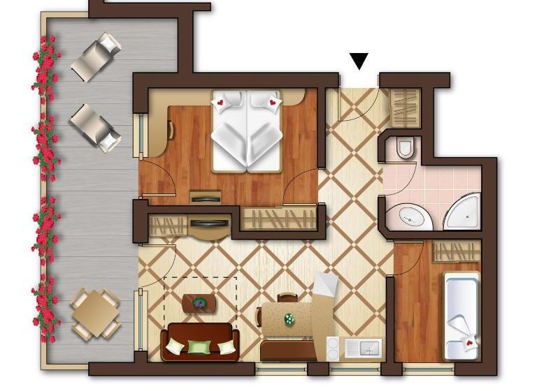带1个卧室的带阳台的公寓, Familien Wellness Residence Tyrol