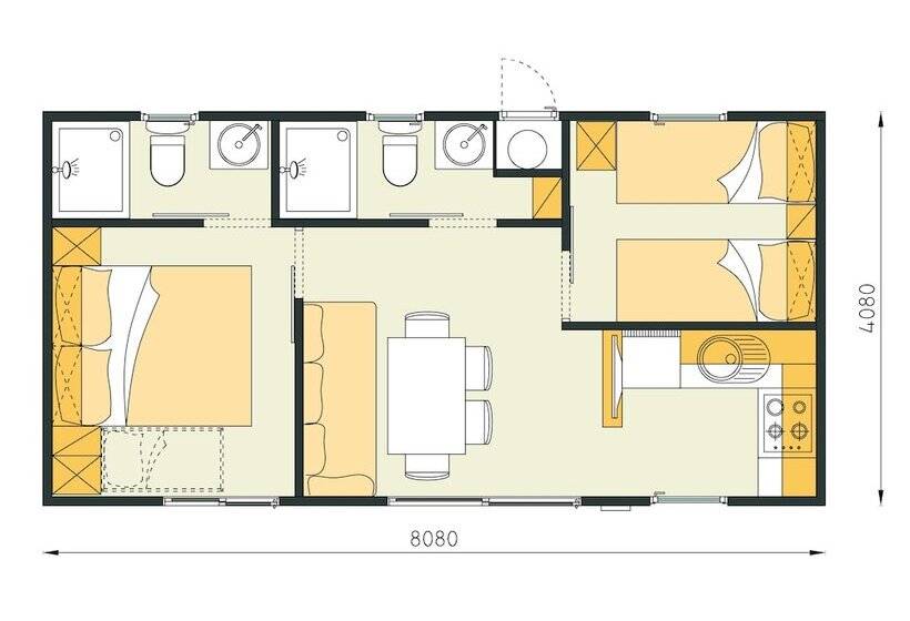 침실 2개 주택, Mediteran Kamp Mobile Homes In Camping Puntica