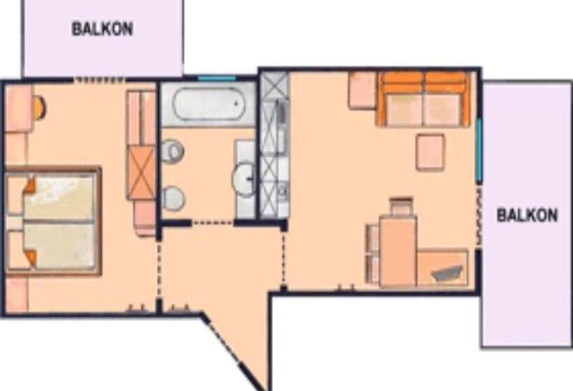 Апартаменты 1 Спальня с Балконом, Residence Remi