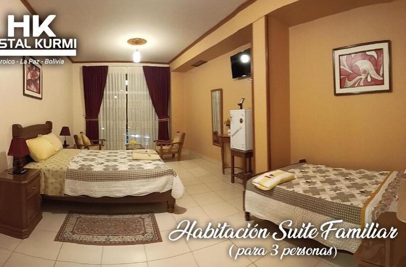 اتاق استاندارد سه تخته با بالکن, Hostal Kurmi   Coroico