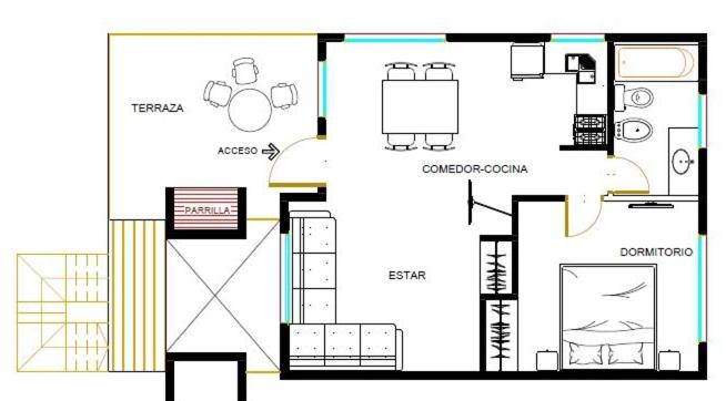 Апартаменты 1 Спальня с Террасой, Viñas Del Mar Apart & Spa Apart