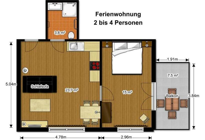 Апартаменты 1 Спальня, B & B Gmeineck