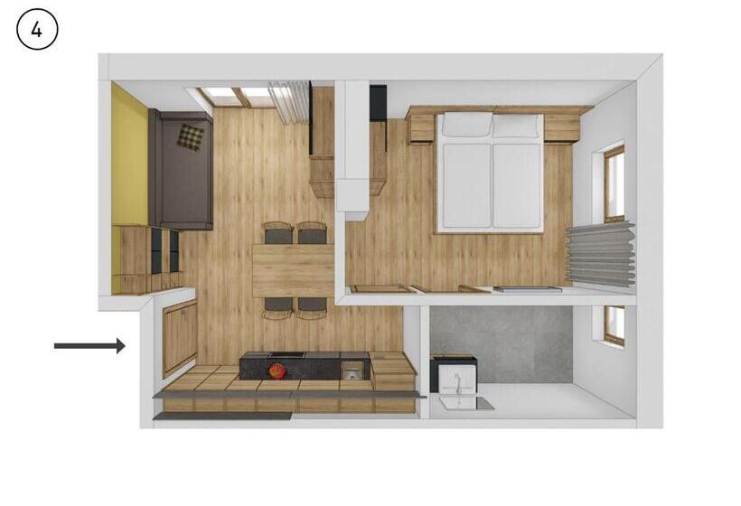 Апартаменты 1 Спальня с Балконом, Appartement Förra