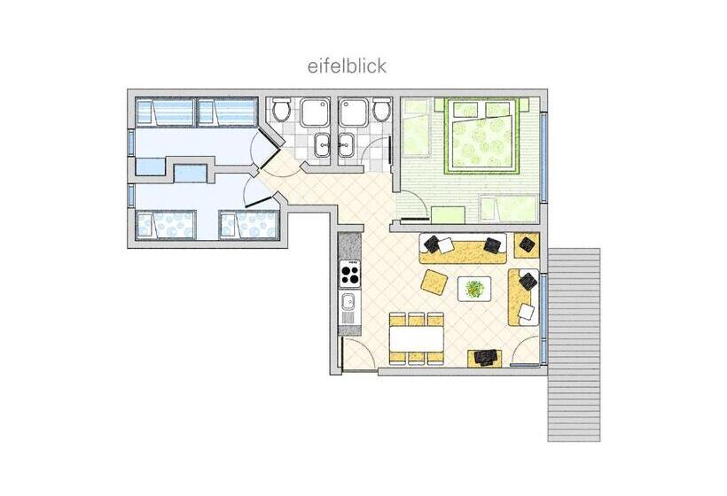 Апартаменты 3 Спальни, Waldesblick, Hotel Restaurant