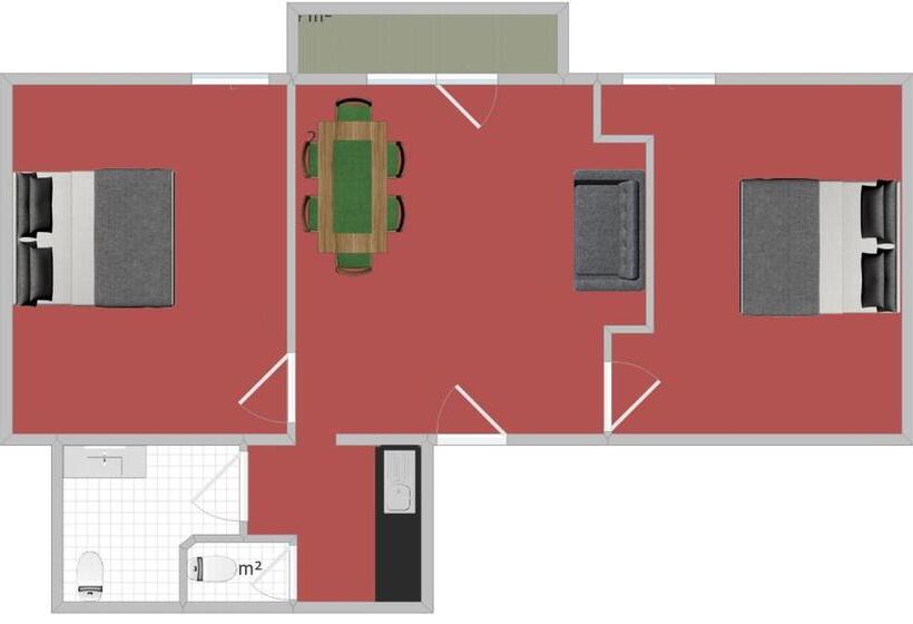 Апартаменты 2 Спальни с Балконом, Apart Hotel Ideal